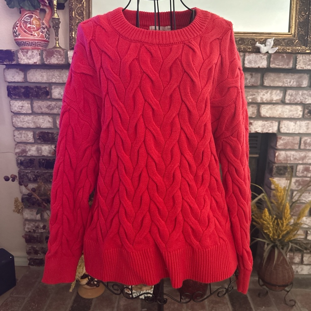 Philosophy Chunky Sweater Red Apple Cable Knit Viscose
Heather